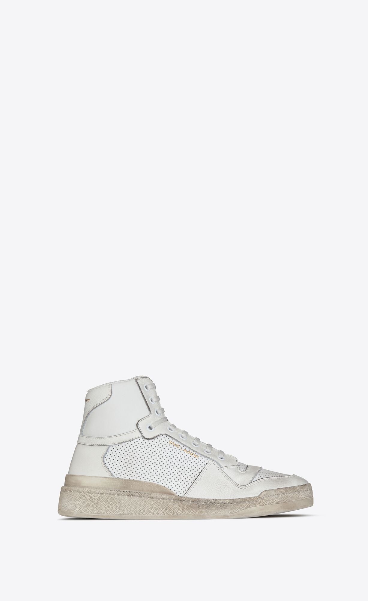 YSL Sl24 Mid-top Sneakers In Used-look Leder Weiß | 43796-XVPJ