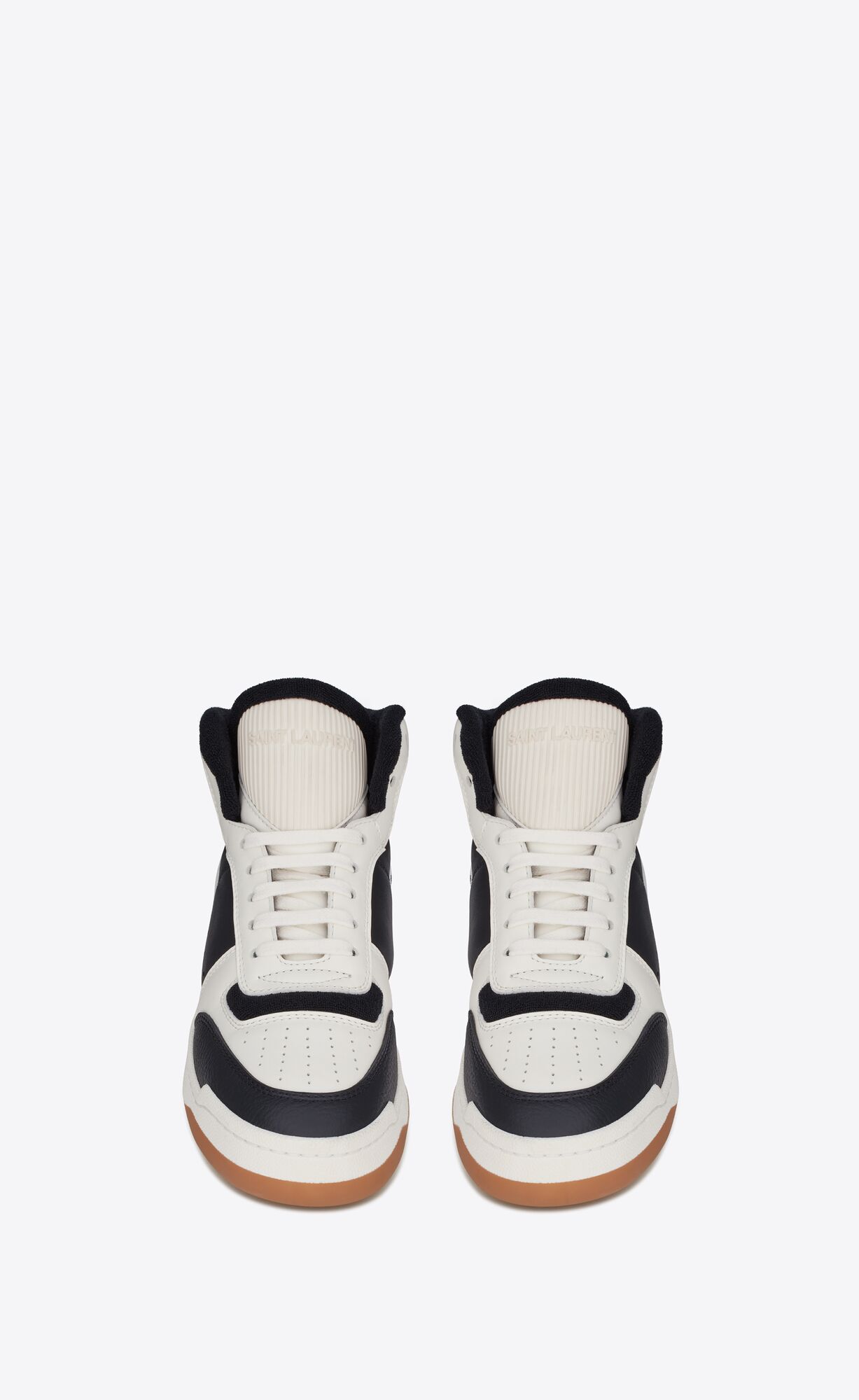 YSL Sl/80 Mid-top Sneakers In Smooth And Grained Leder Kaffee Schwarz | 26754-RPMS