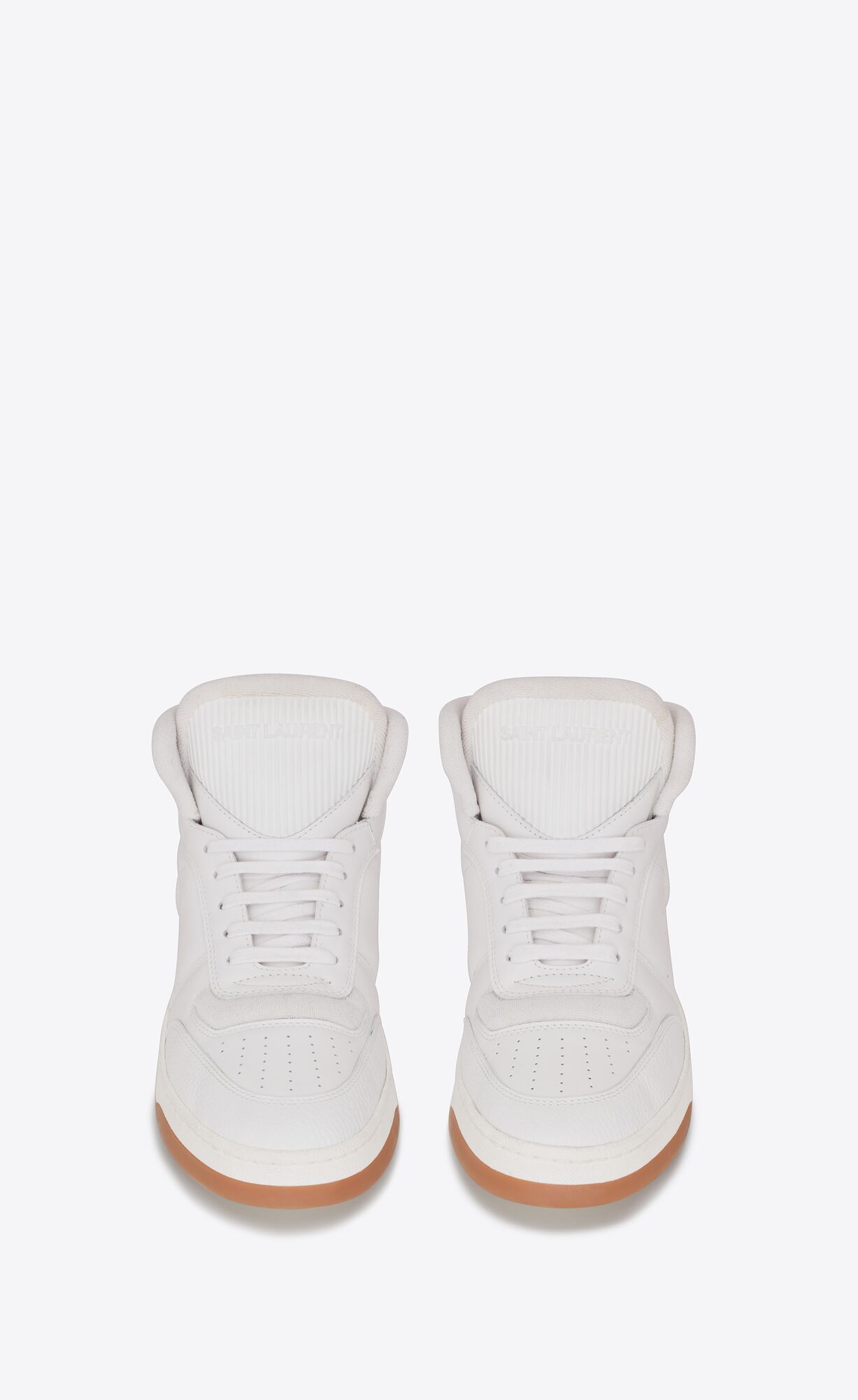 YSL Sl/80 Mid-top Sneakers In Smooth And Grained Leder Weiß | 29867-MVFN