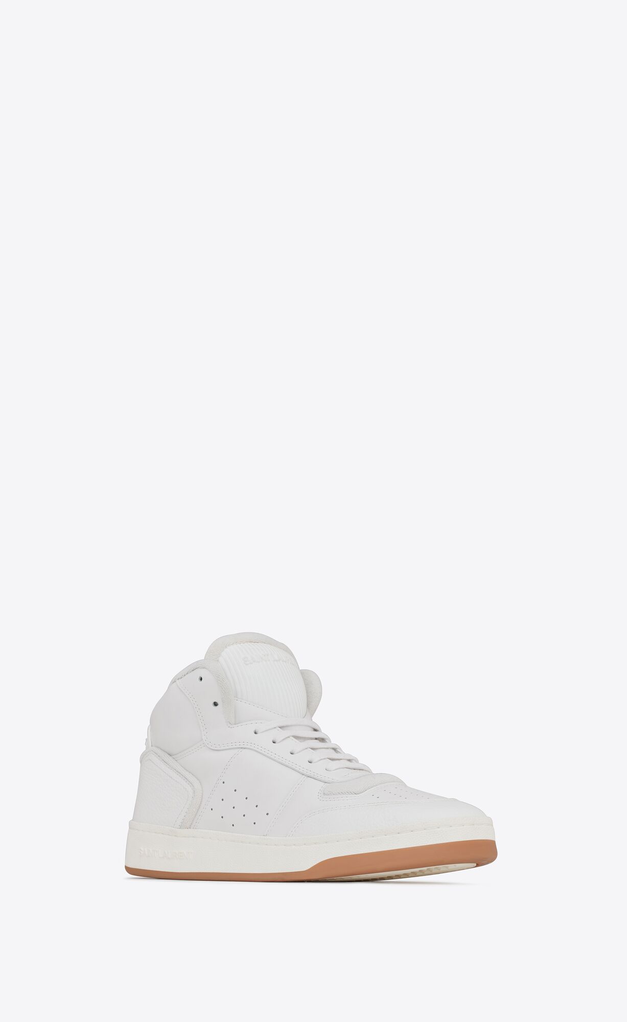 YSL Sl/80 Mid-top Sneakers In Smooth And Grained Leder Weiß | 29867-MVFN