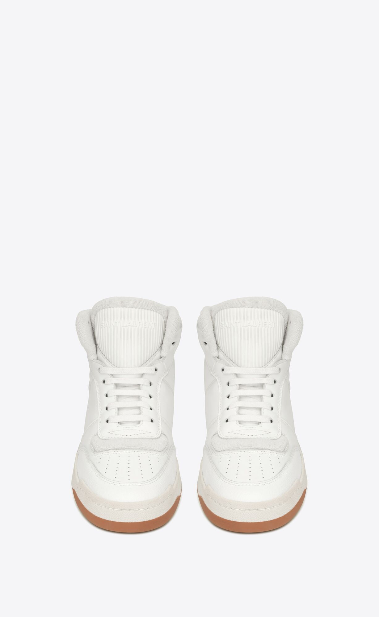 YSL Sl/80 Mid-top Sneakers In Smooth And Grained Leder Blanc | 43506-VOYI