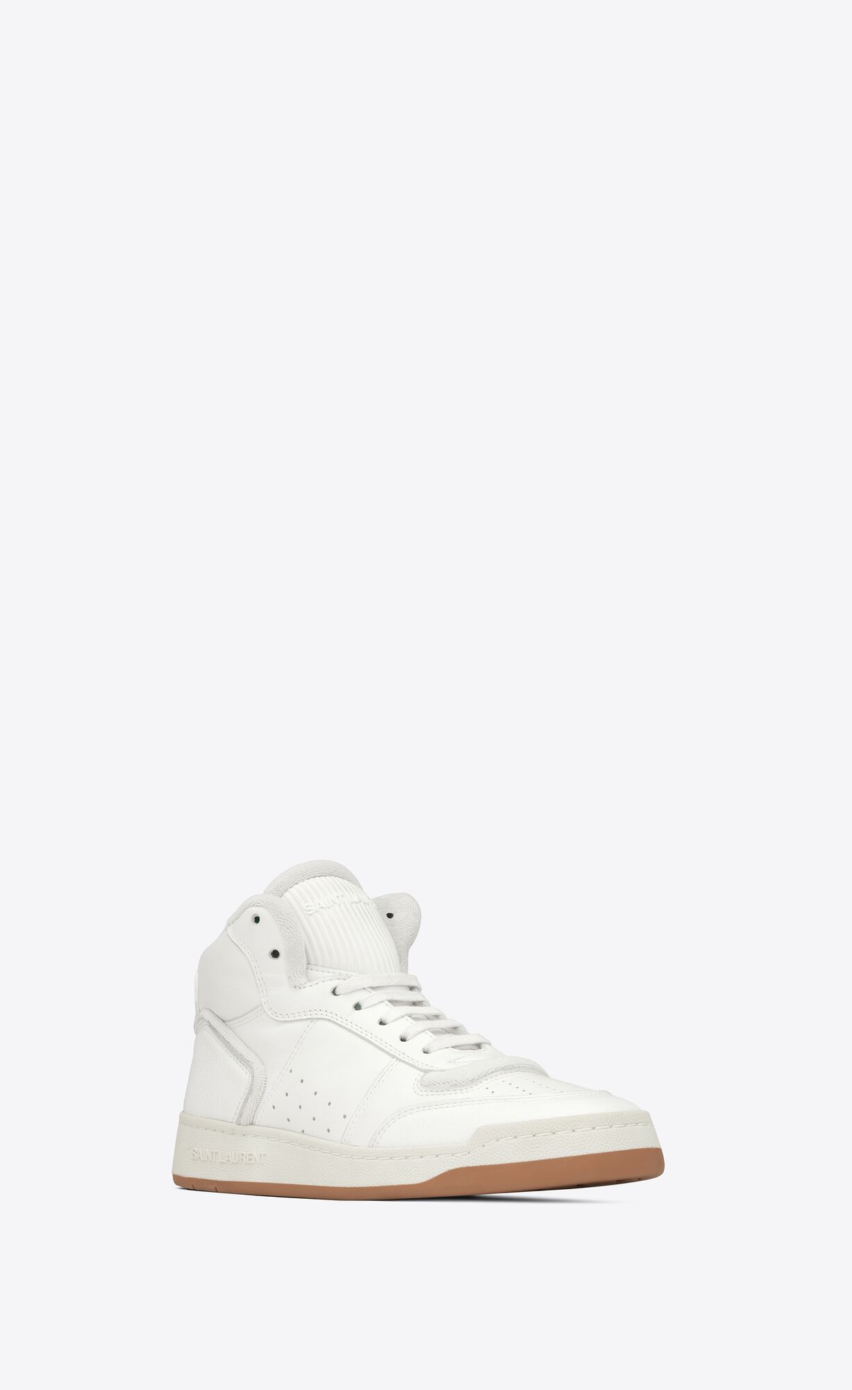 YSL Sl/80 Mid-top Sneakers In Smooth And Grained Leder Blanc | 43506-VOYI