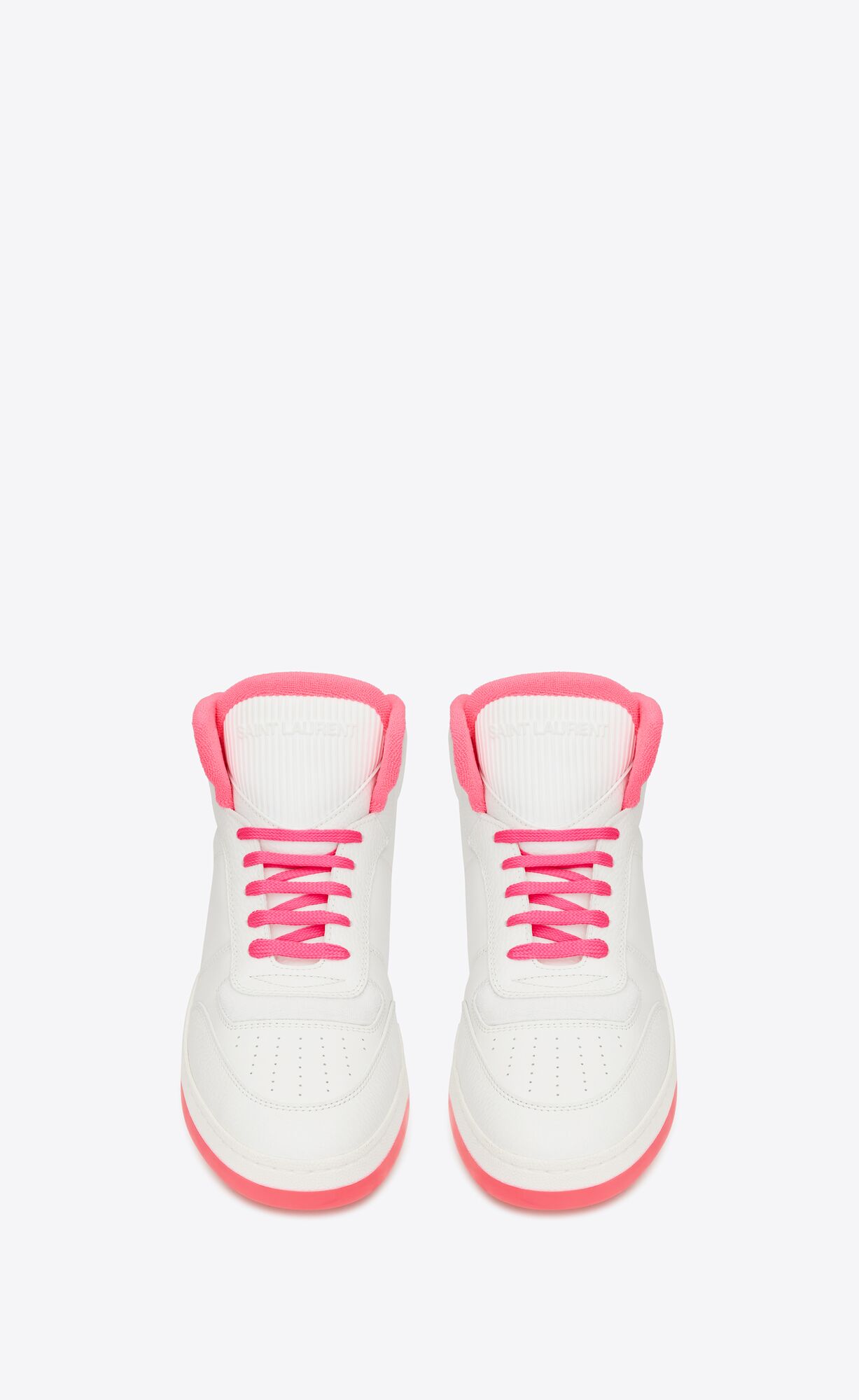 YSL Sl/80 Mid-top Sneakers In Smooth And Grained Leder Rosa | 54086-PEZG