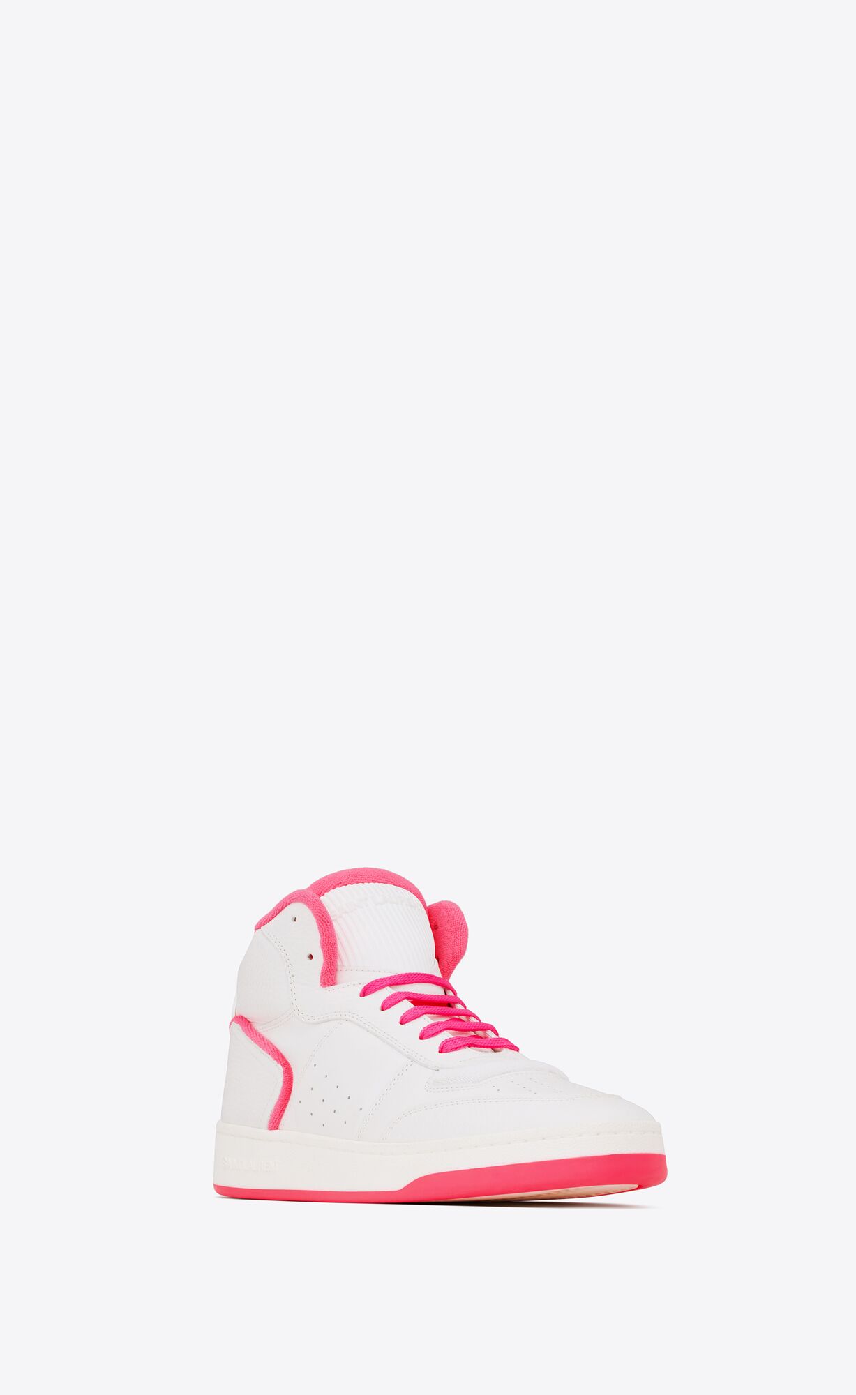 YSL Sl/80 Mid-top Sneakers In Smooth And Grained Leder Rosa | 54086-PEZG