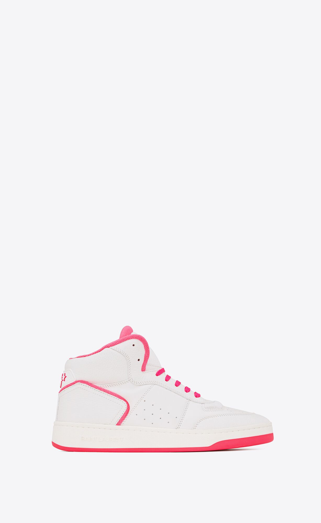 YSL Sl/80 Mid-top Sneakers In Smooth And Grained Leder Rosa | 54086-PEZG