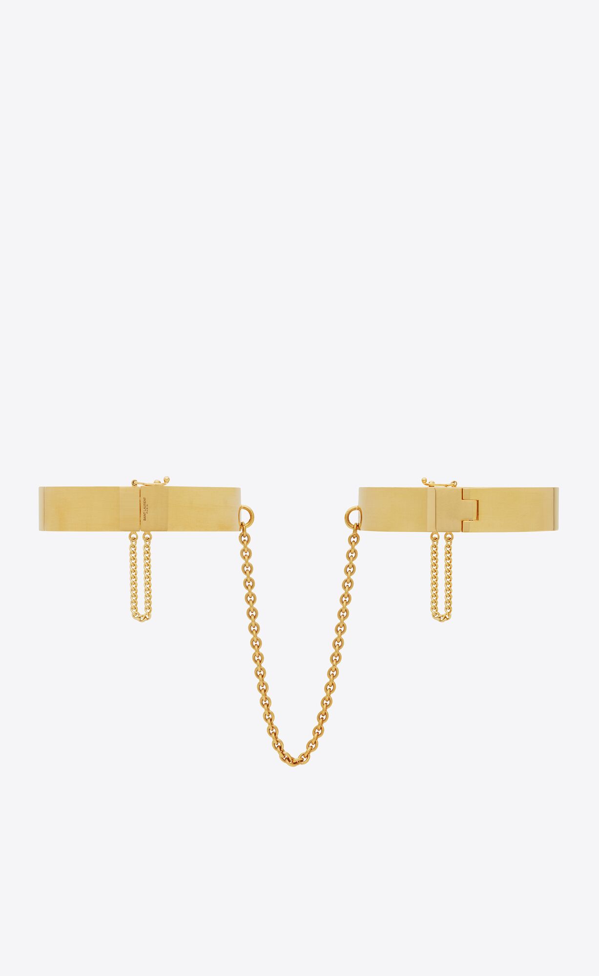 YSL Small Double Chain Handcuff Bracelets In Metal Gold | 01596-FKEU