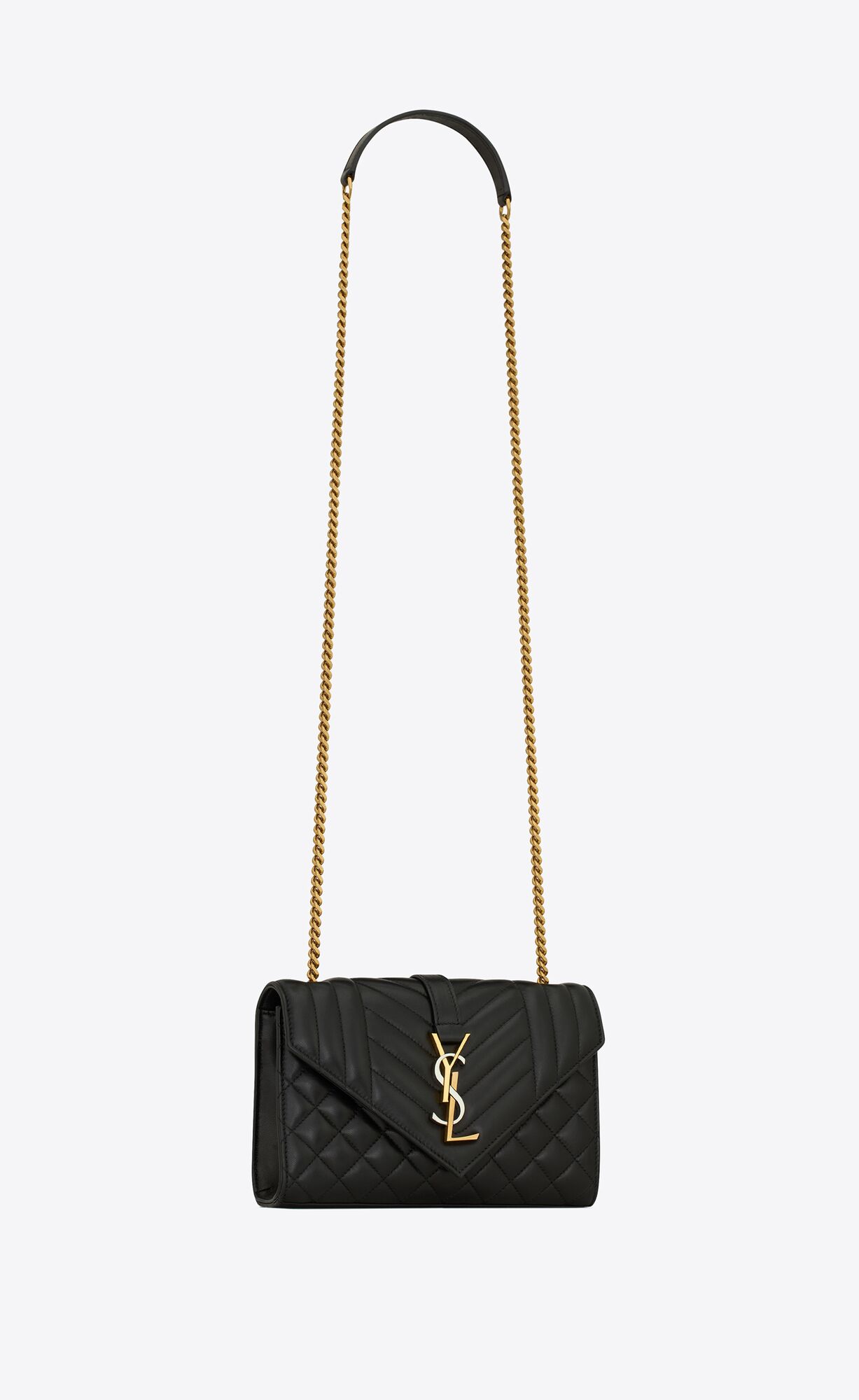 YSL Small Envelope In Mix Matelassé Leder Schwarz | 41873-CHVQ