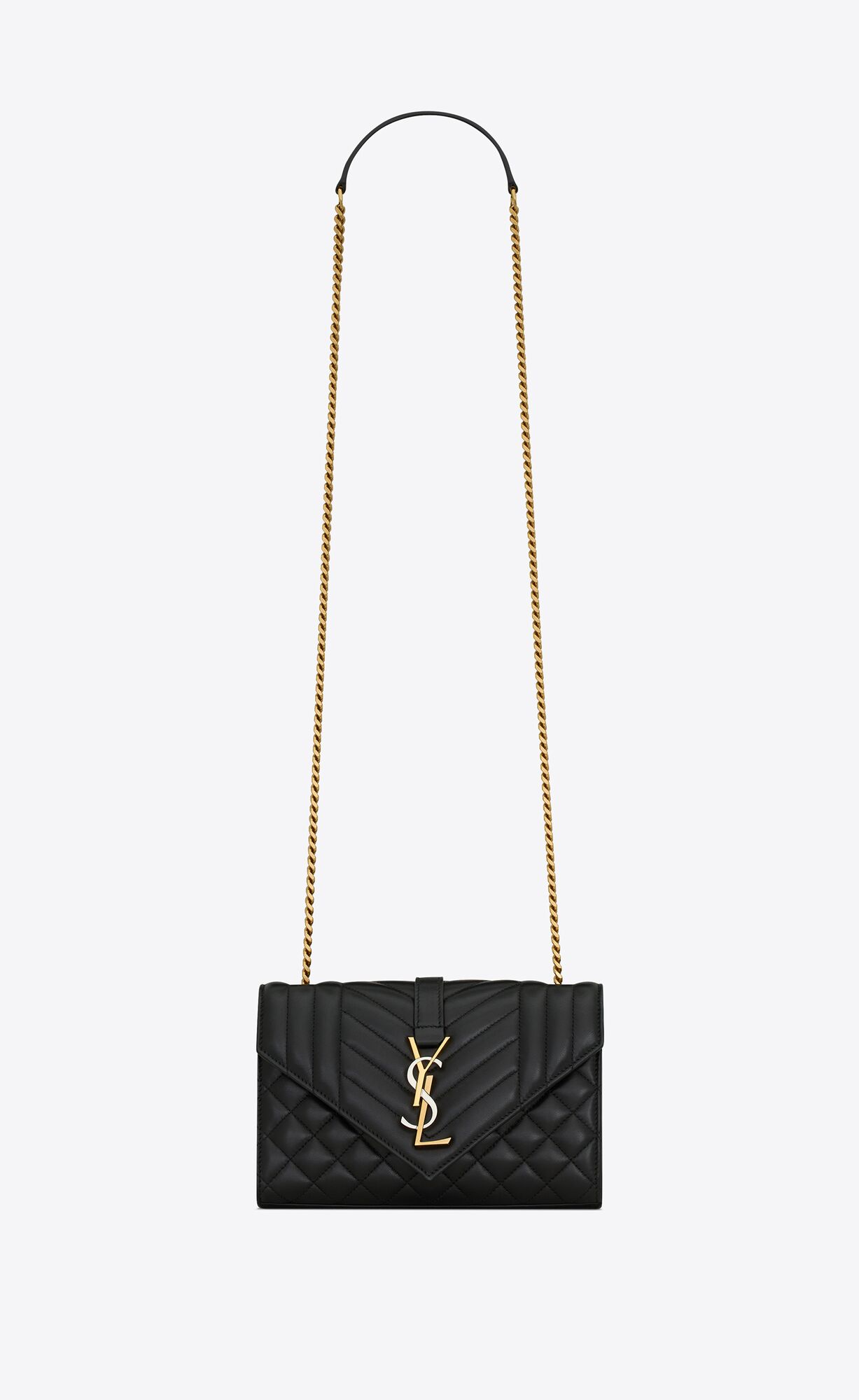 YSL Small Envelope In Mix Matelassé Leder Schwarz | 41873-CHVQ