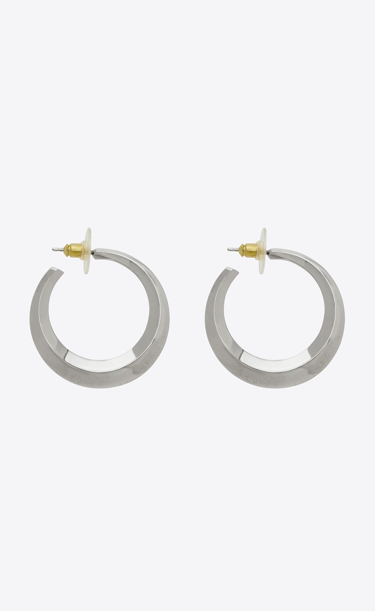 YSL Small Hoop Earrings In Metal Palladium | 02764-FUNX