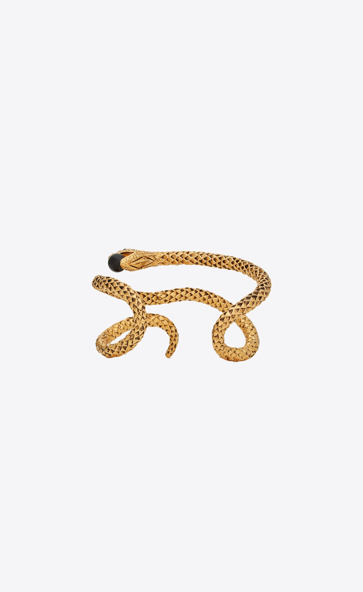 YSL Snake Cuff Bracelet In Metal Gold Schwarz | 94256-EWYT