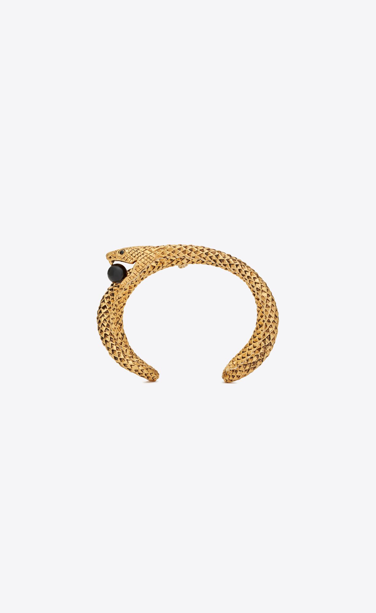 YSL Snake Cuff Bracelet In Metal Gold Schwarz | 94256-EWYT