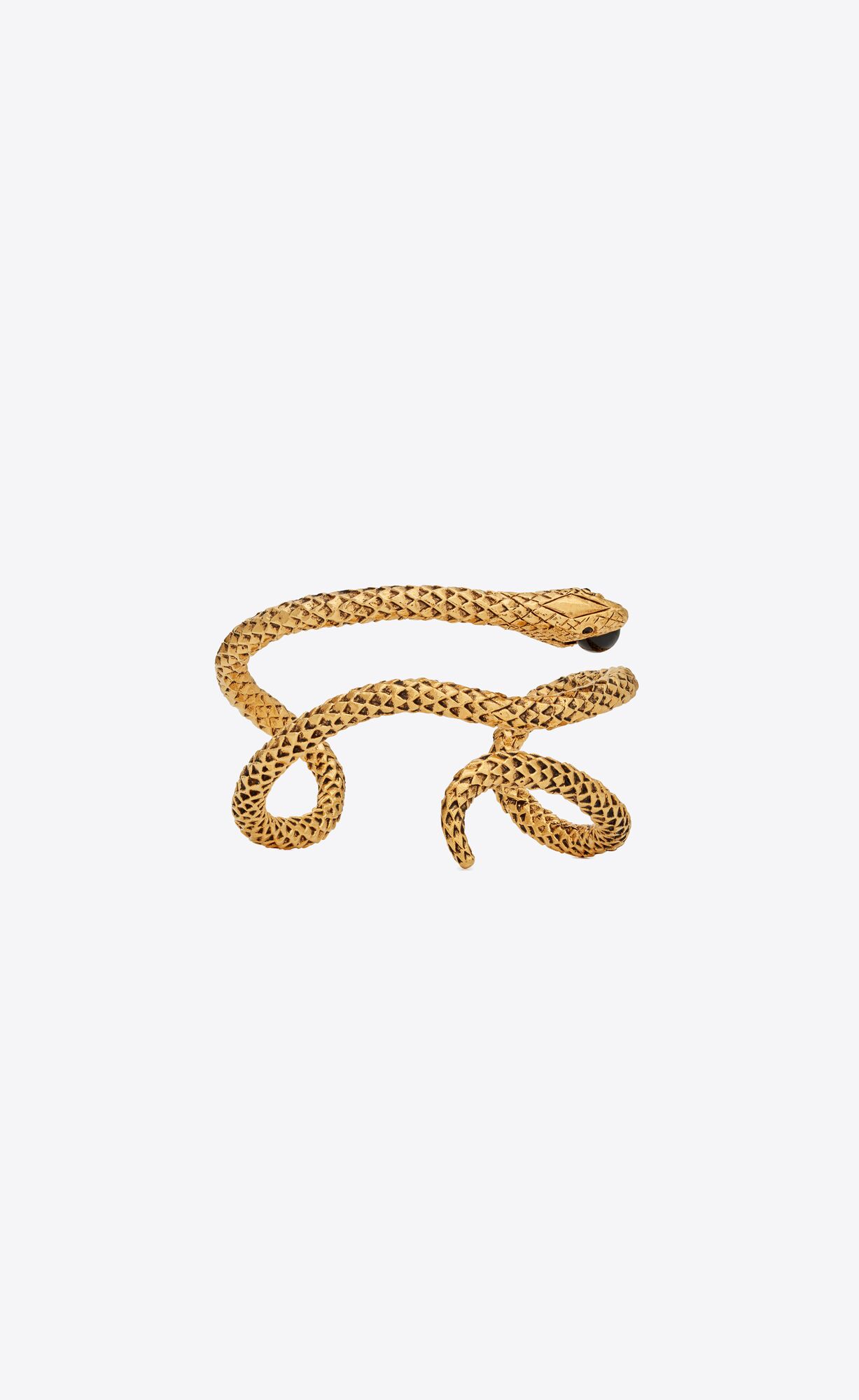 YSL Snake Cuff Bracelet In Metal Gold Schwarz | 94256-EWYT