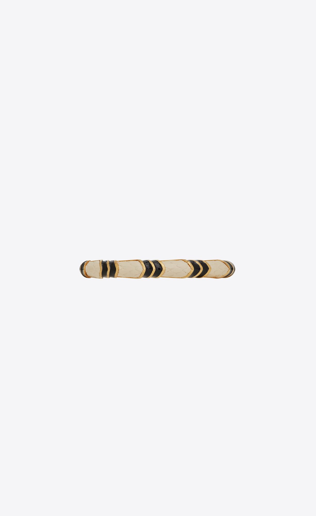 YSL Snake Textured Cuff Bracelet In Metal, Leder And Enamel Gold Weiß Schwarz | 40576-IQFJ