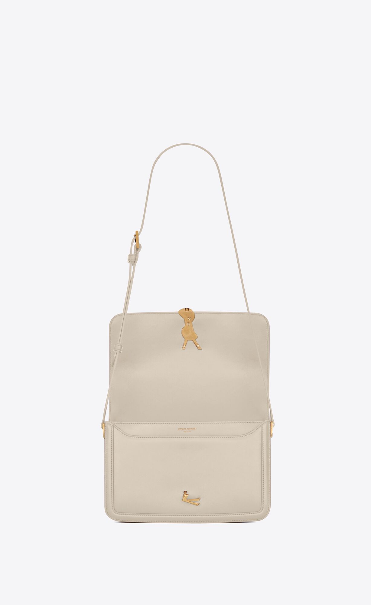 YSL Solferino Medium Satchel In Box Saint Laurent Leder Blanc Vintage | 45603-VIQT