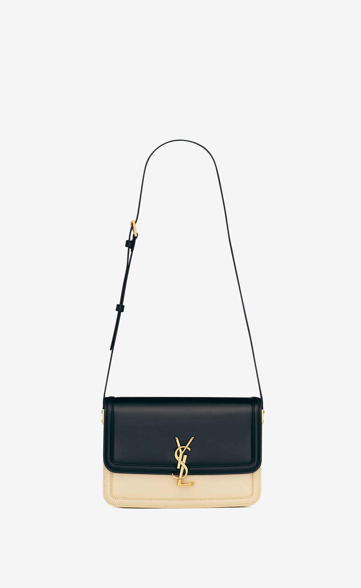 YSL Solferino Medium Satchel In Box Saint Laurent Leder Schwarz Weiß | 68945-PWOR