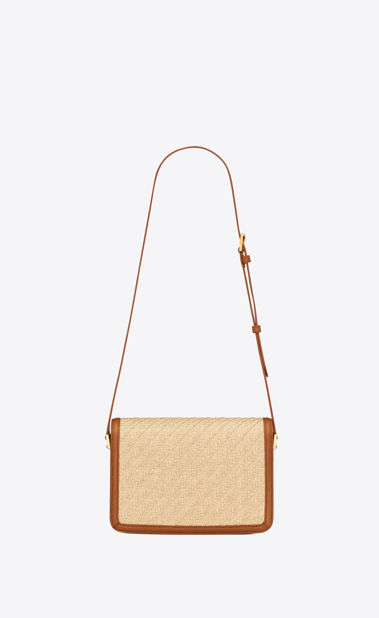 YSL Solferino Medium Satchel In Raffia And Vegetable-tanned Leder Beige Braun Dunkelrot | 27849-KLIN