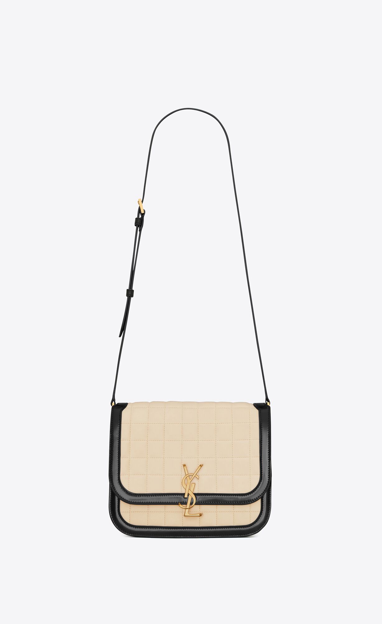 YSL Solferino Medium Supple Satchel In Gesteppt Nubuck Wildleder Schwarz | 17490-SWOB