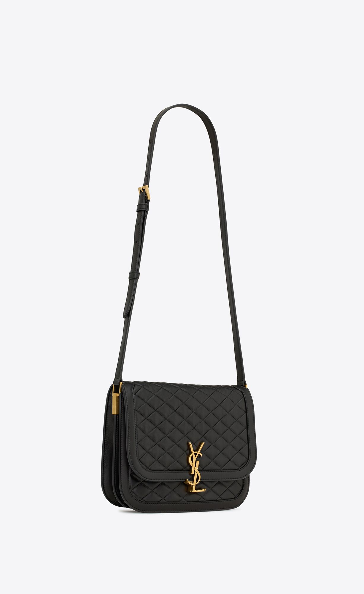 YSL Solferino Medium Supple Satchel In Gesteppt Lambskin Schwarz | 45820-DXWR