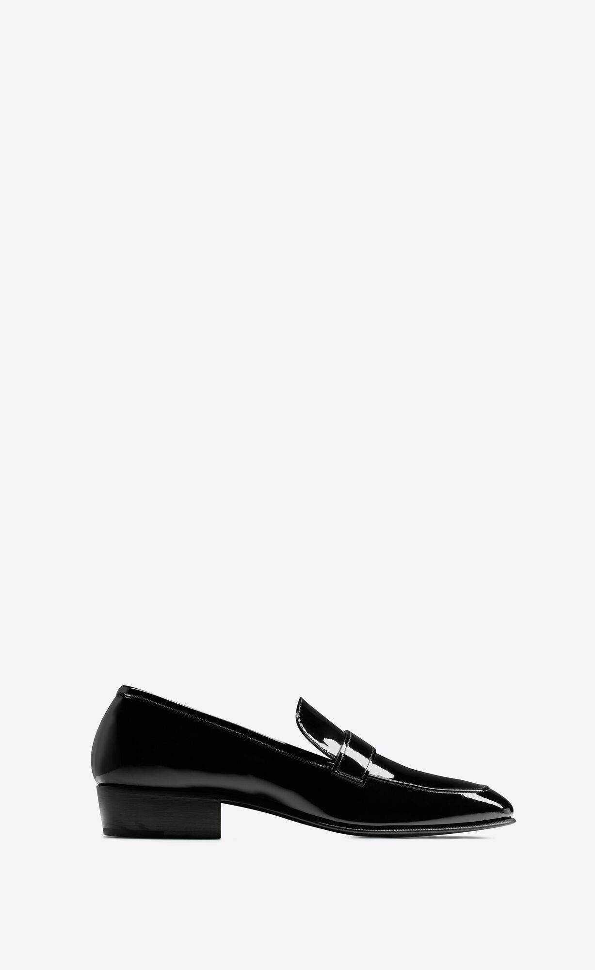 YSL Solferino Penny Slippers In Lack Leder Noir | 97823-IWXB