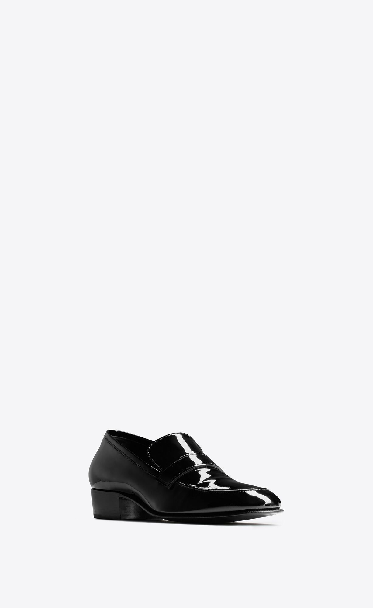 YSL Solferino Penny Slippers In Lack Leder Noir | 97823-IWXB