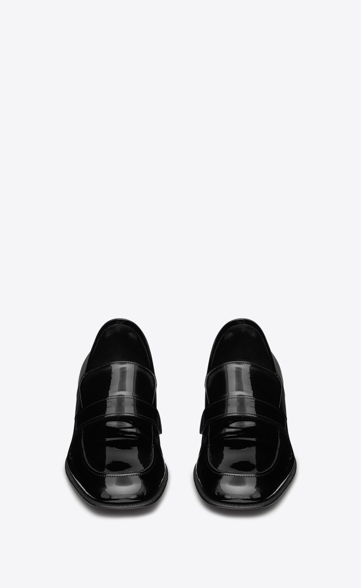 YSL Solferino Penny Slippers In Lack Leder Noir | 97823-IWXB