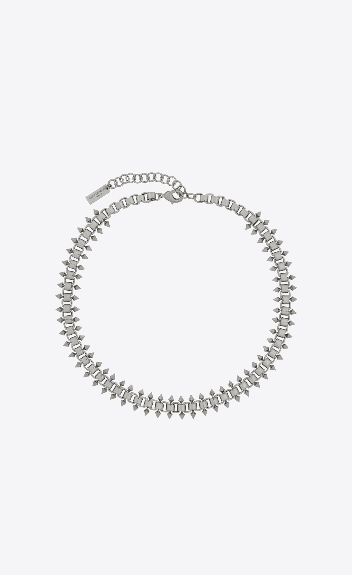 YSL Square And Spikes Kurzes Chain Necklace In Metal Palladium | 16238-TUPC