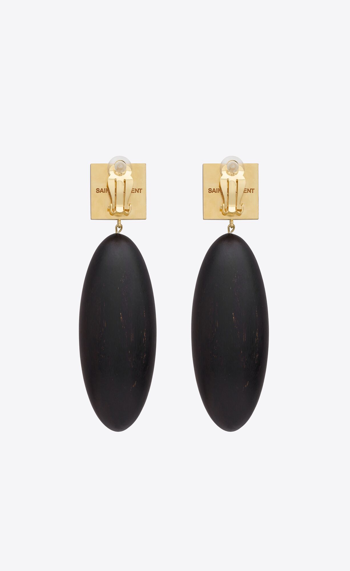 YSL Square Earrings In Bamboo And Metal Schwarz Weiß Gold | 75640-CQFY