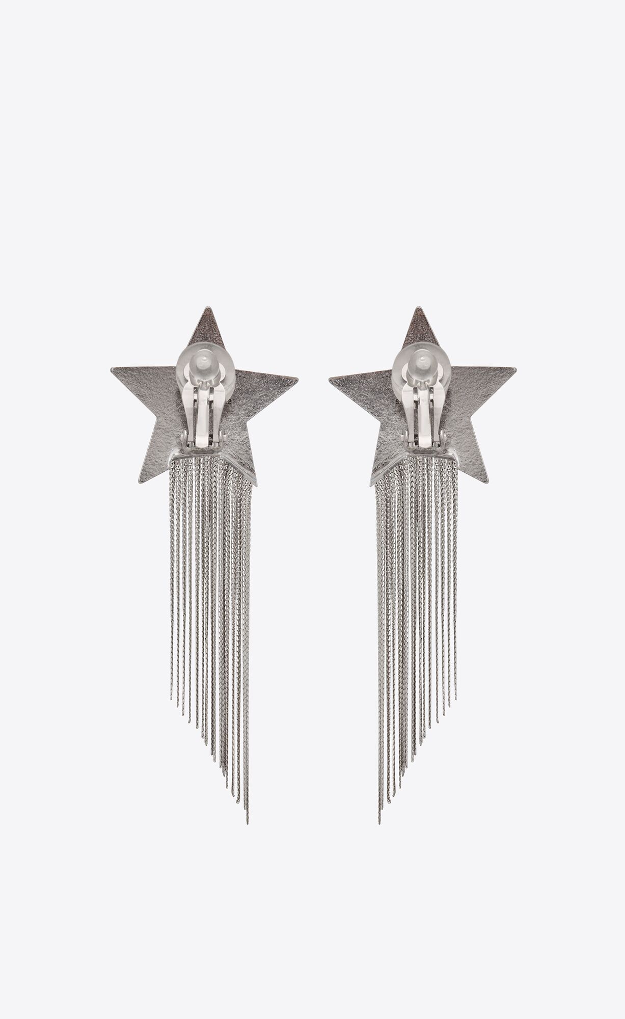 YSL Star Earrings With Brass Chains Palladium | 40639-OGBV