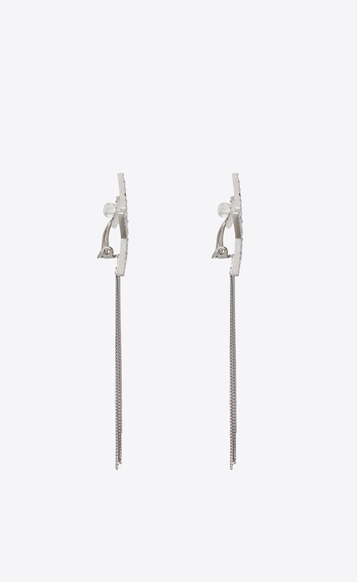 YSL Star Earrings With Brass Chains Palladium | 40639-OGBV