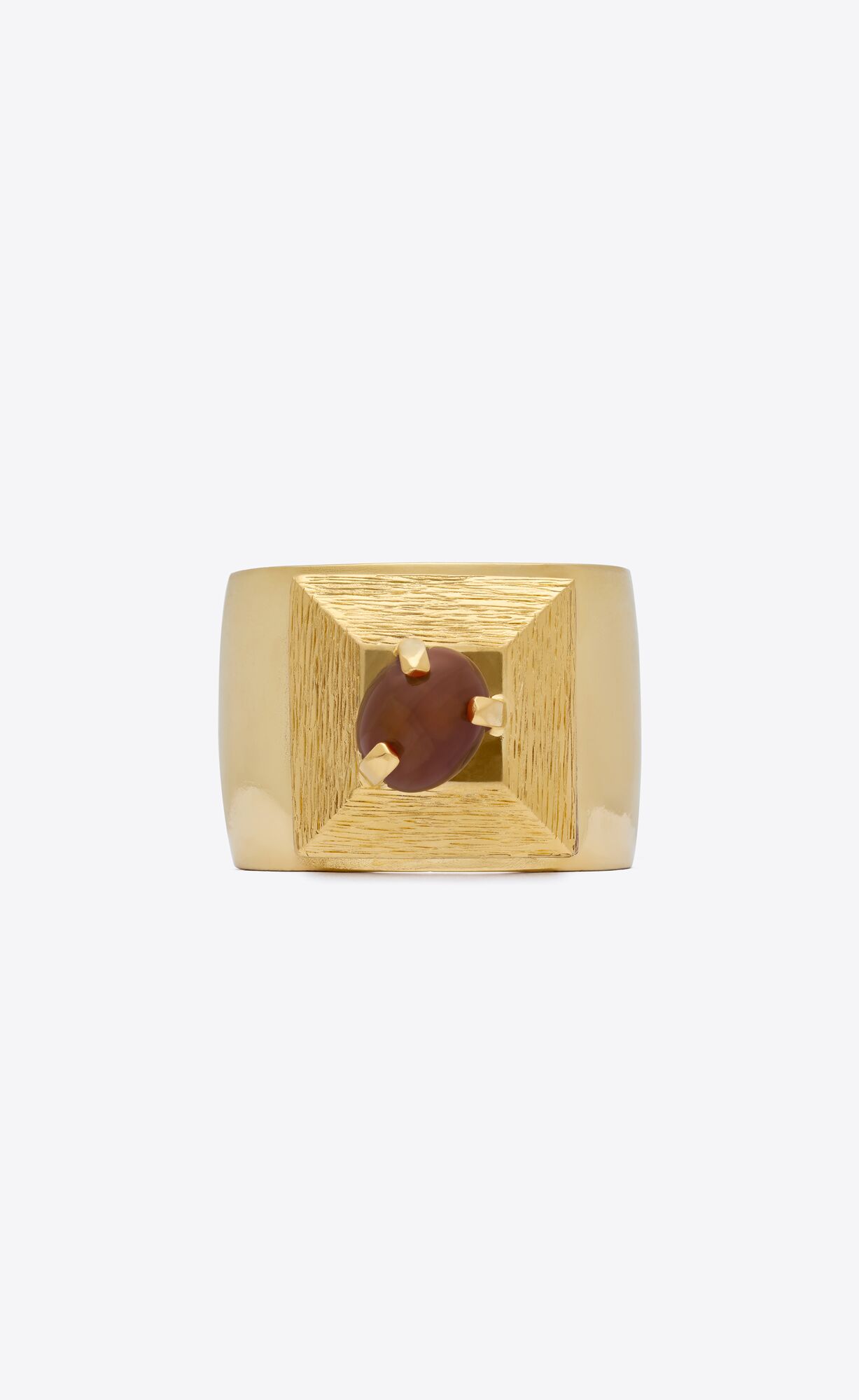 YSL Stone And Square Cuff In Metal Rot Gold | 94318-VFXK