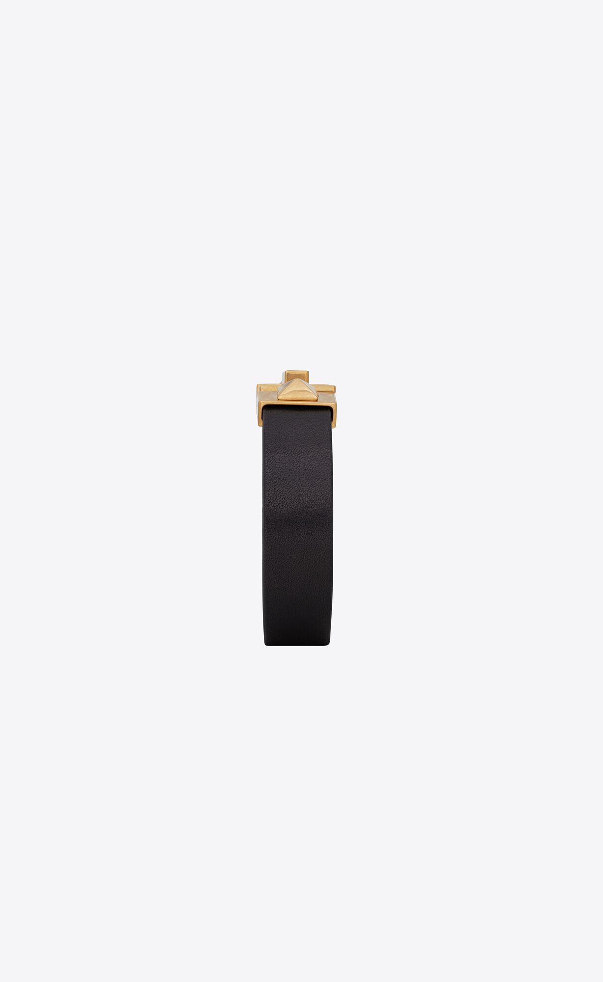 YSL Studded Closure Bracelet In Vegetable-tanned Leder And Metal Schwarz Hellbraun | 46318-MYRS