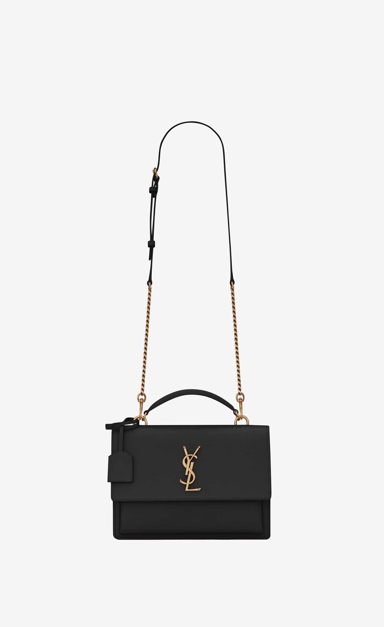 YSL Sunset Medium Top Handle In Smooth Leder Noir | 04865-VEKL