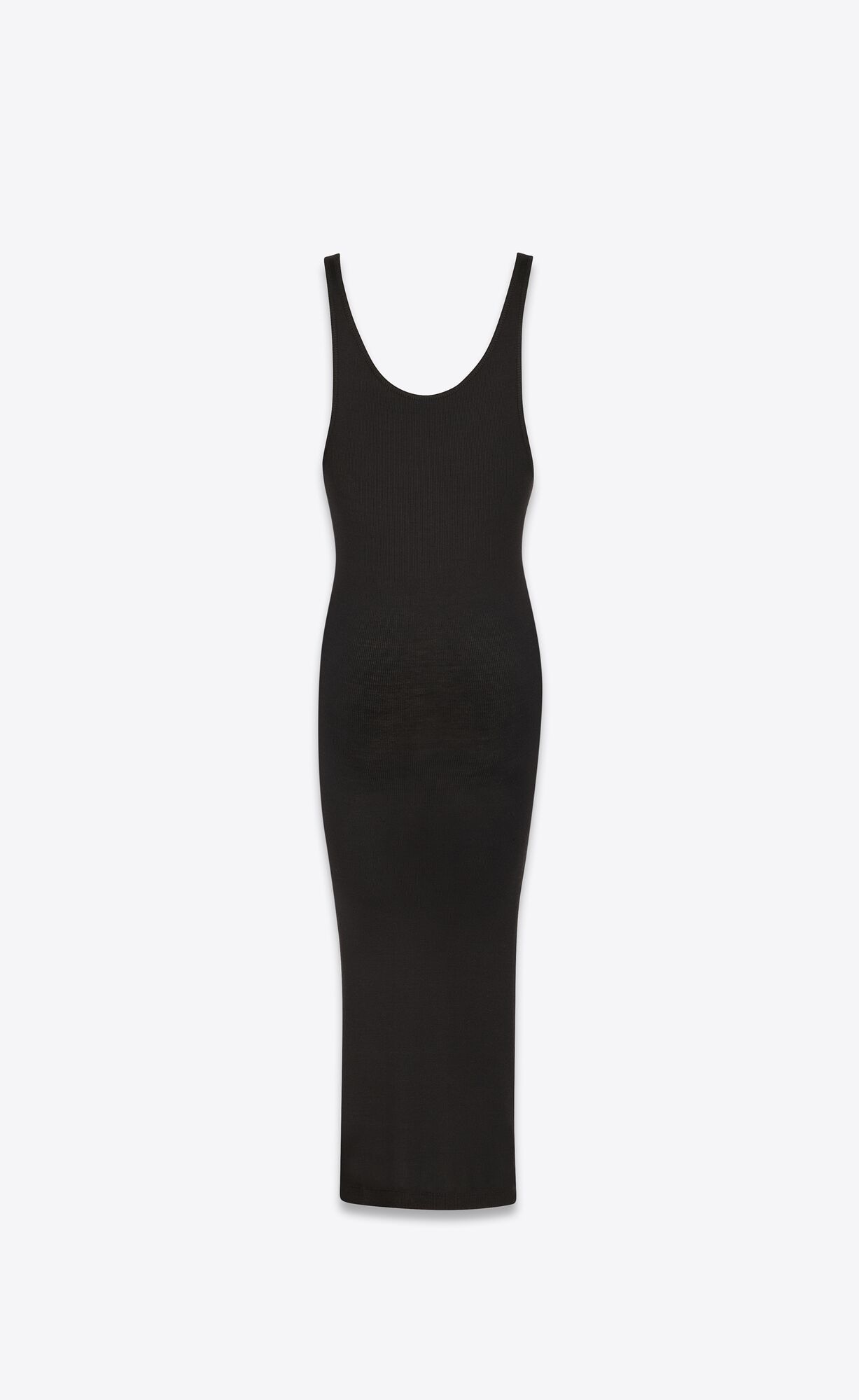 YSL Tank Top Kleider In Gerippt Silk Jersey Noir | 16743-JIFZ