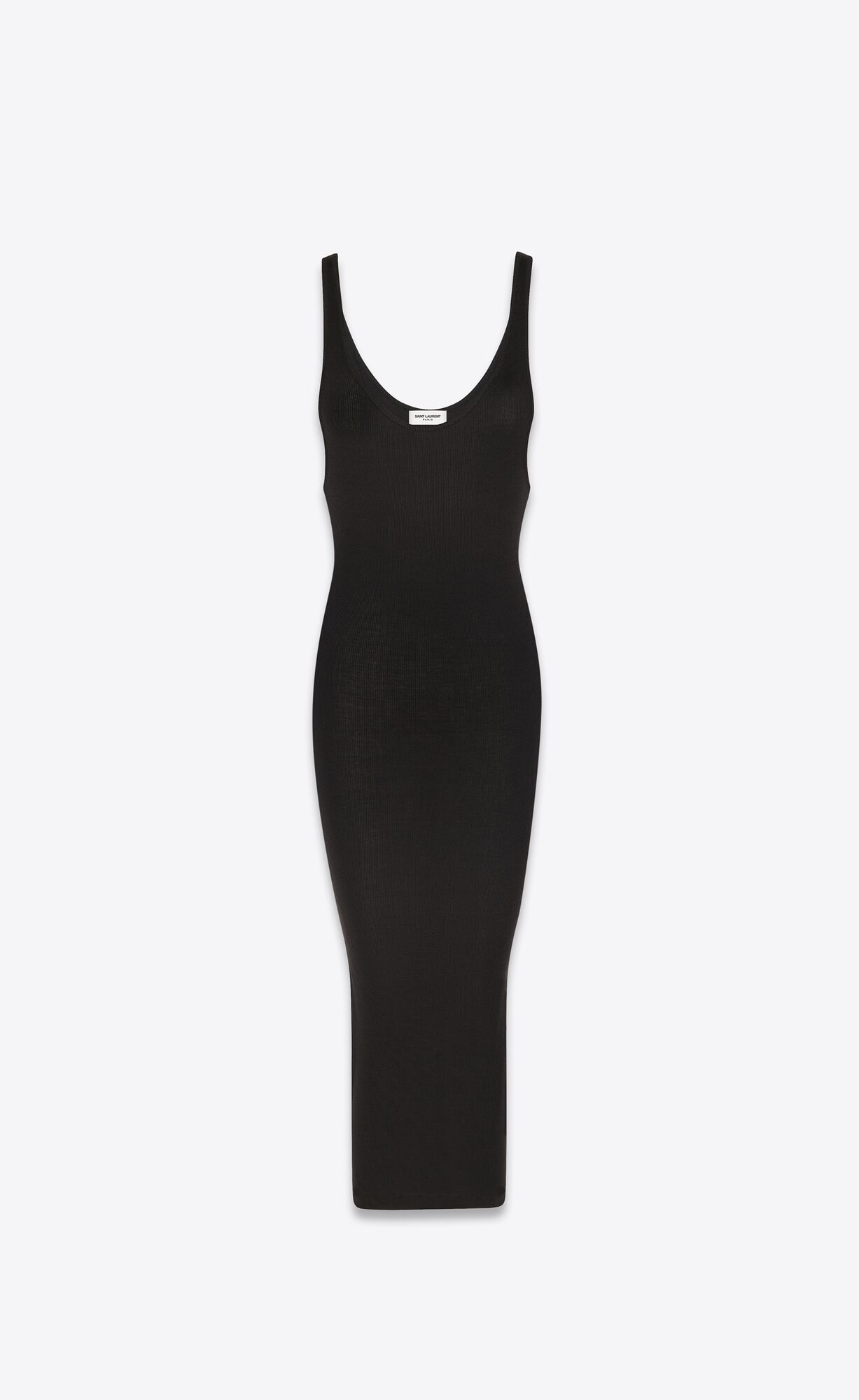 YSL Tank Top Kleider In Gerippt Silk Jersey Noir | 16743-JIFZ