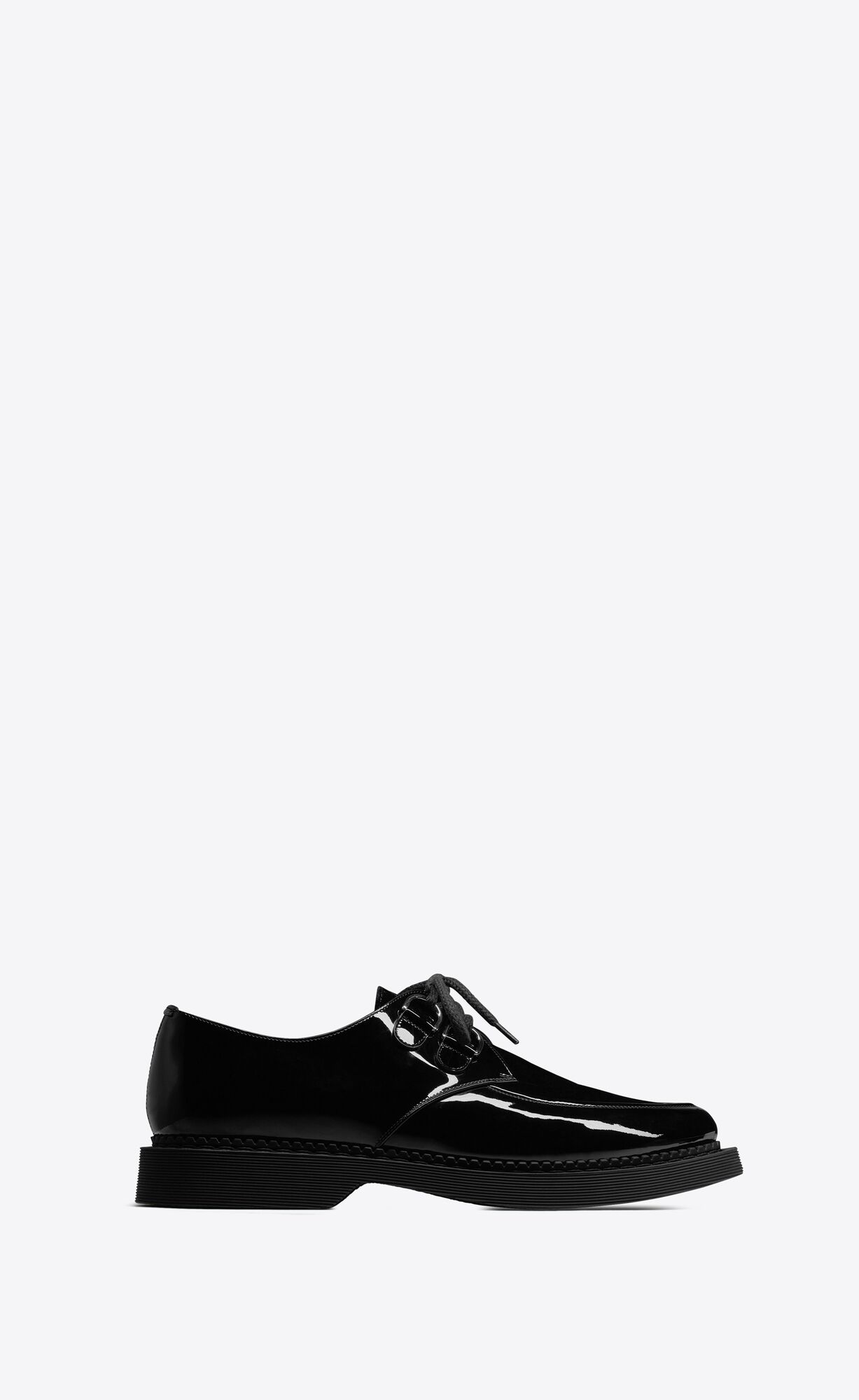 YSL Teddy Derbies In Lack Leder And Velvet Noir | 78643-IVJX