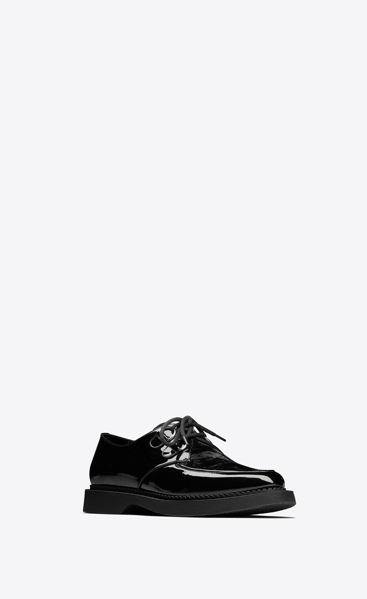 YSL Teddy Derbies In Lack Leder And Velvet Noir | 78643-IVJX