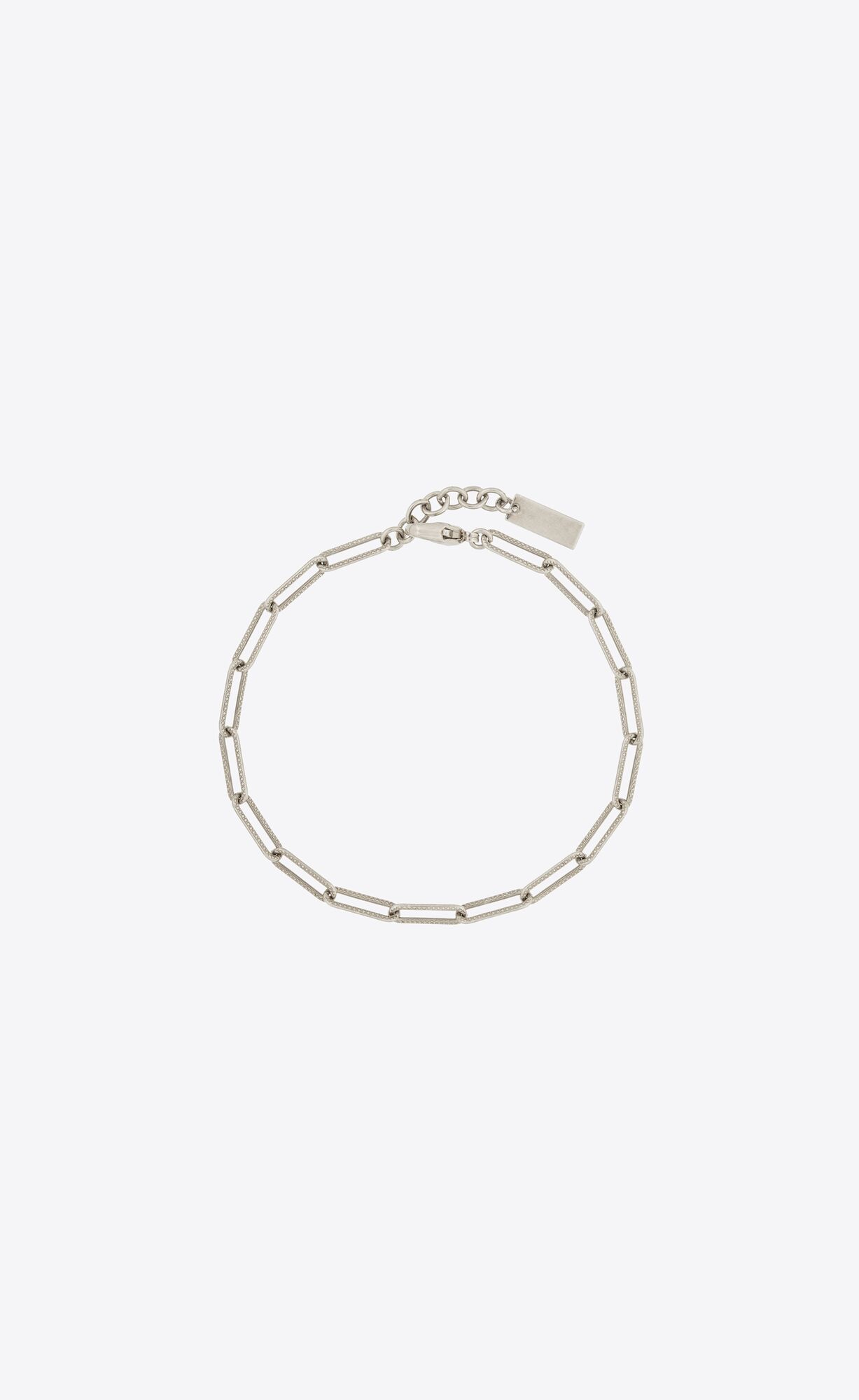 YSL Textured Rectangular Chain Bracelet In Metal Silber | 61254-JRQL