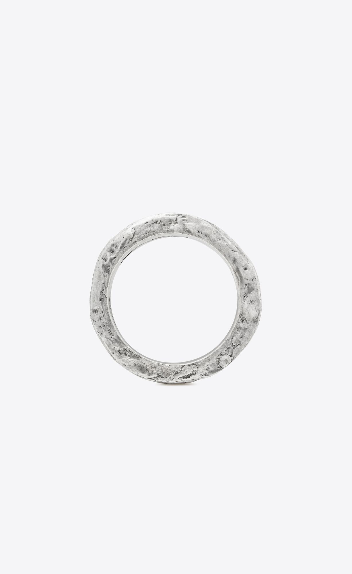 YSL Thin Textured Bangle In Metal Dunkelsilber | 69032-BJYE