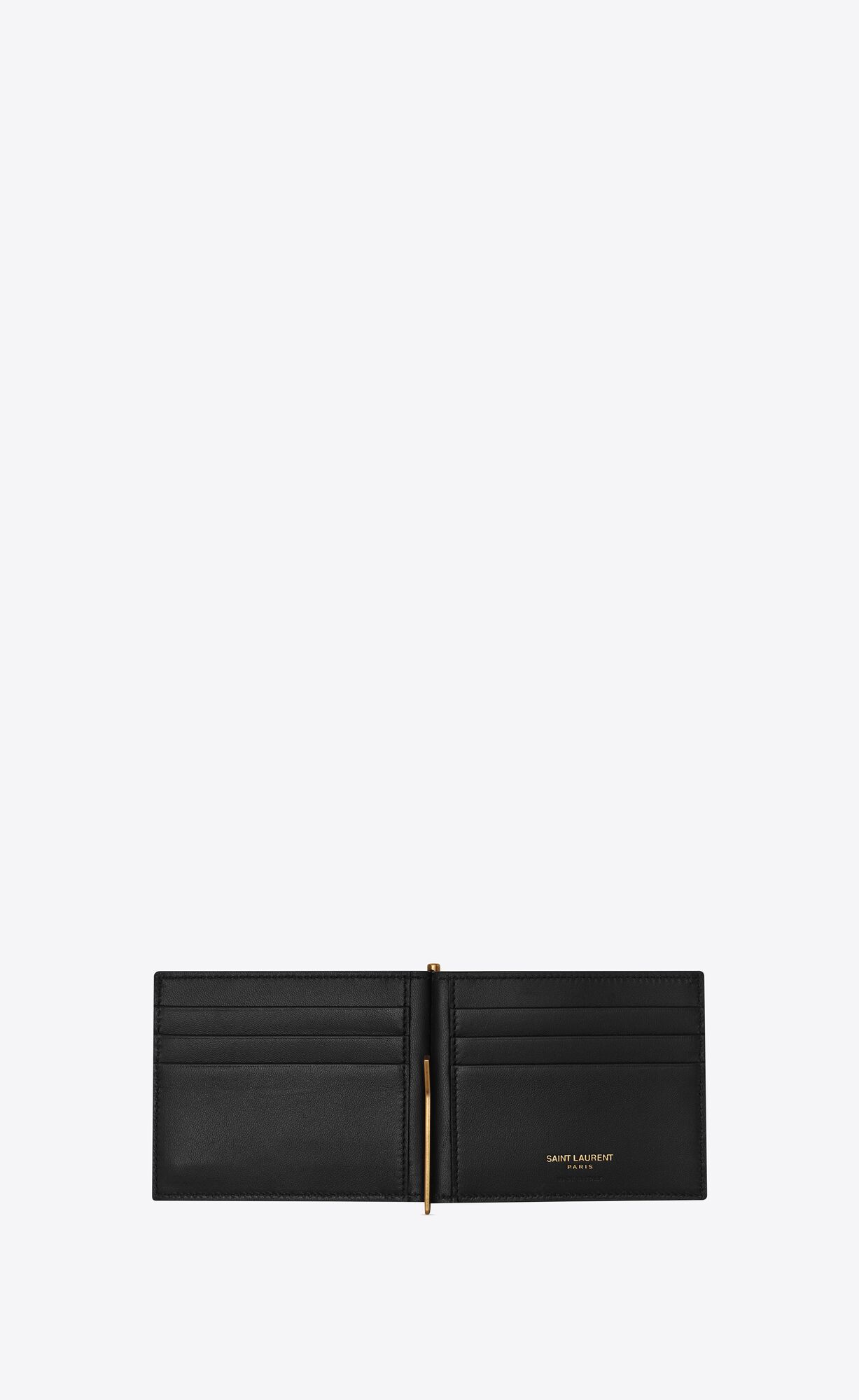 YSL Tiny Cassandre Bill Clip Wallet In Crocodile-embossed Matte Leder Schwarz | 26901-EKBY