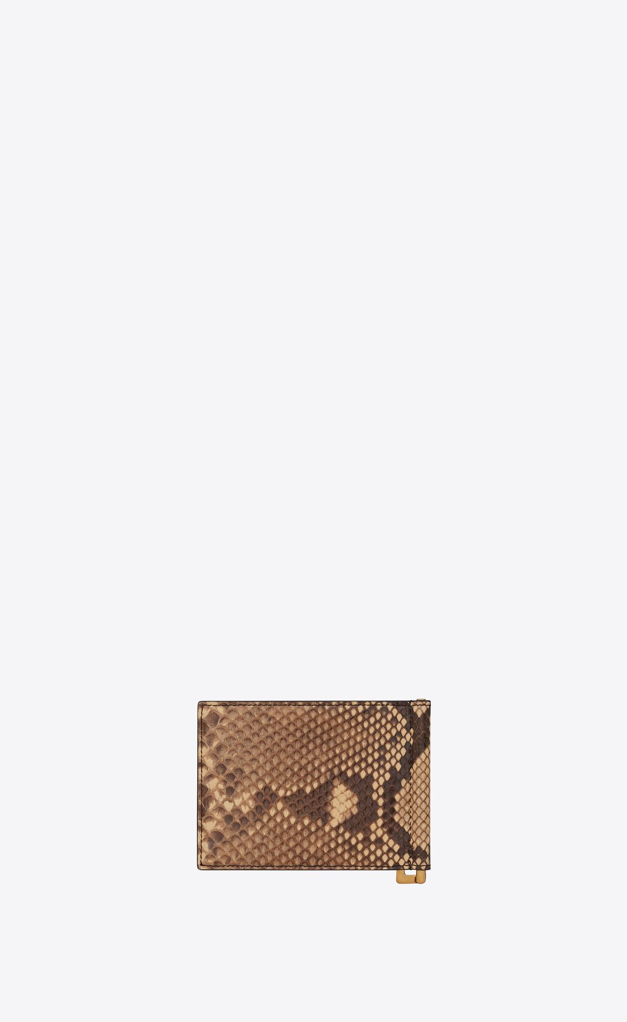 YSL Tiny Cassandre Bill Clip Wallet In Python Beige Braun | 81356-AZEQ