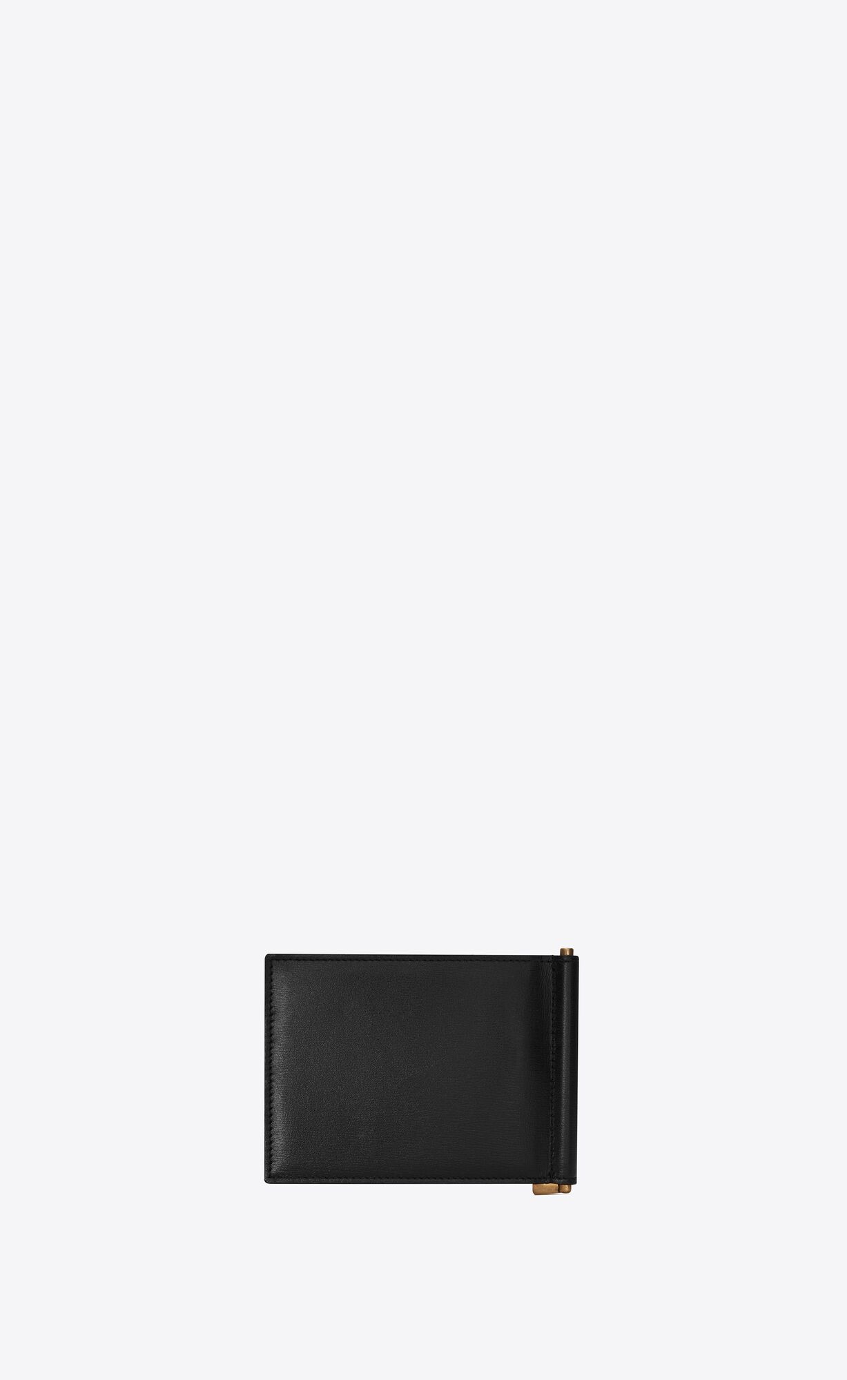 YSL Tiny Cassandre Bill Clip Wallet In Shiny Leder Schwarz | 09538-MPCN