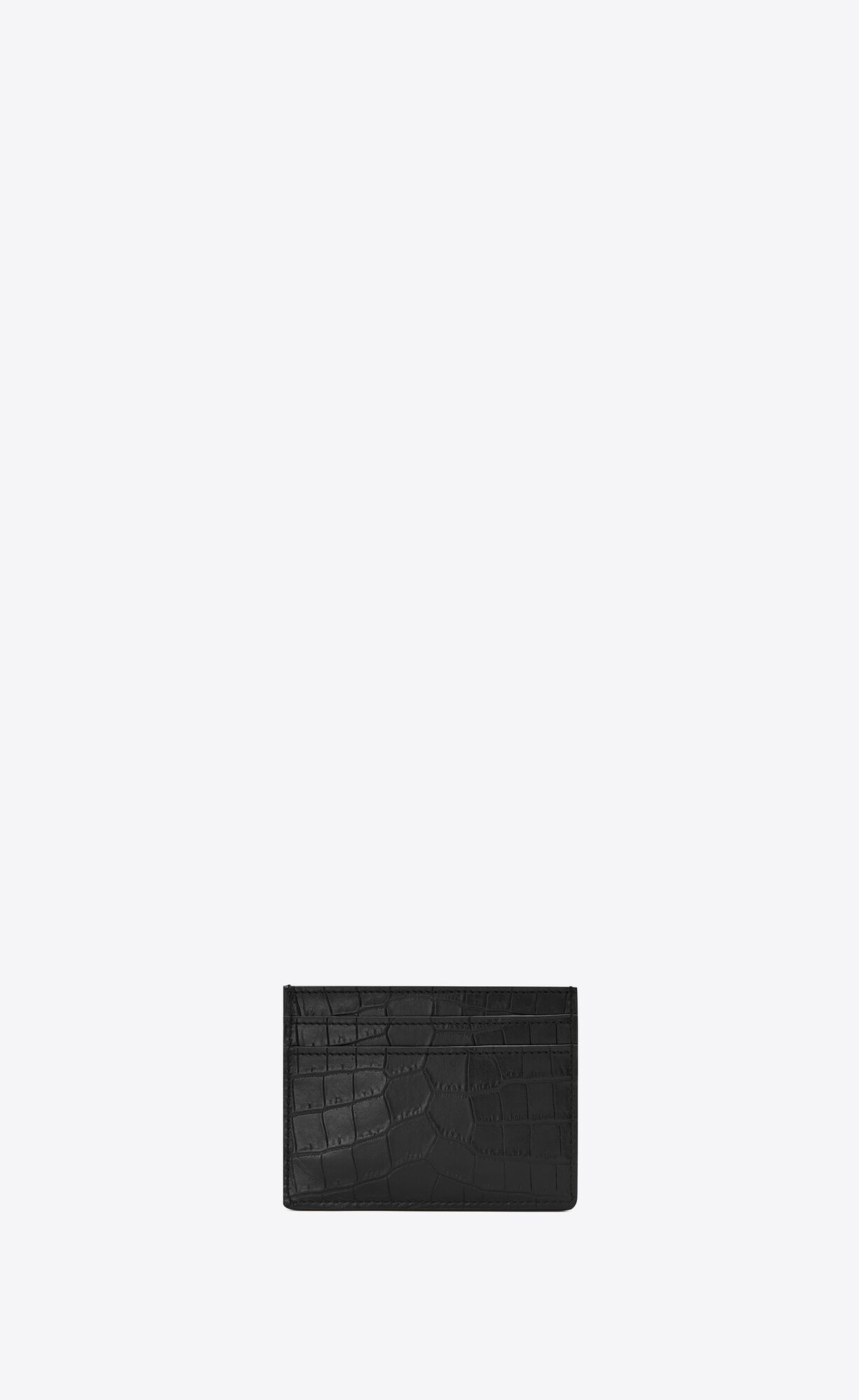 YSL Tiny Cassandre Card Case In Crocodile-embossed Leder Schwarz | 53768-HWSB