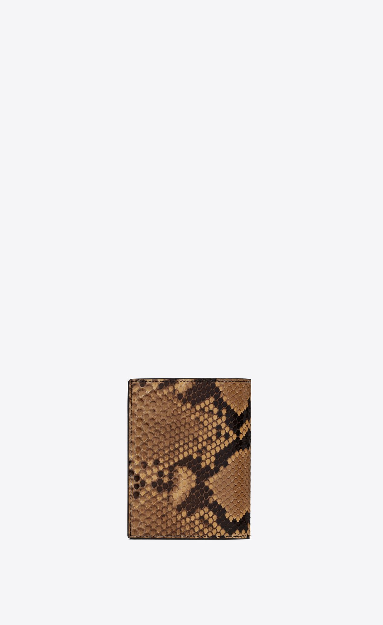 YSL Tiny Cassandre Credit Card Wallet In Python Beige Braun | 16579-KDFQ