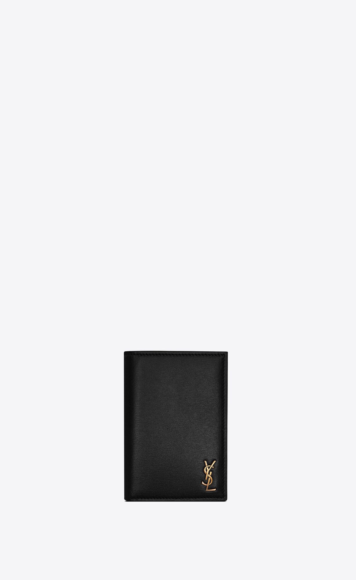 YSL Tiny Cassandre Credit Card Wallet In Shiny Leder Schwarz | 27950-YPHM