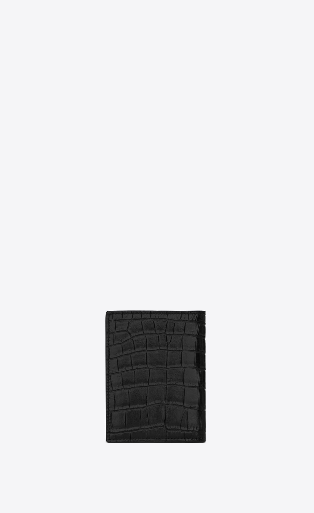 YSL Tiny Cassandre Credit Card Wallet In Crocodile-embossed Matte Leder Schwarz | 71236-EXPN