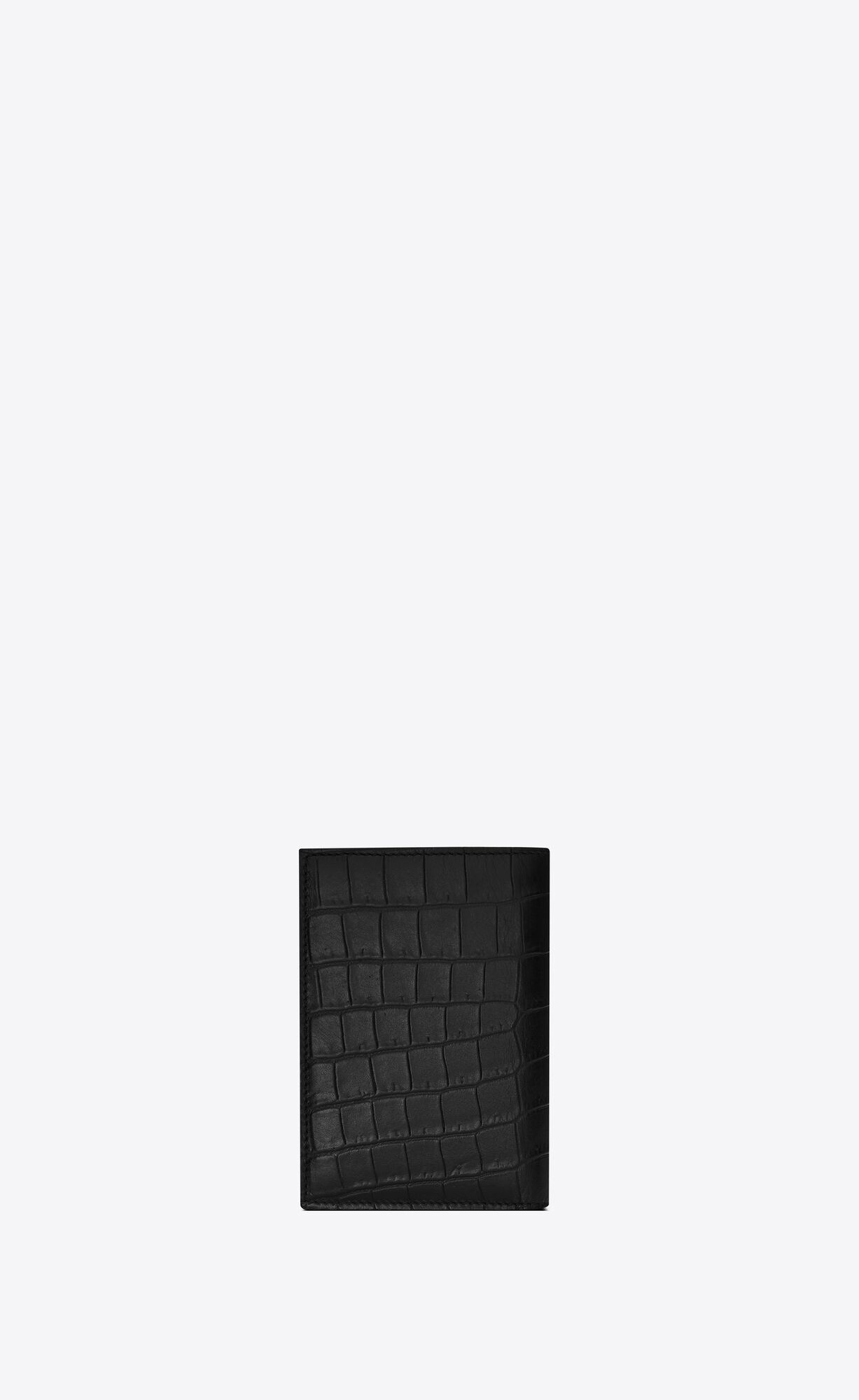 YSL Tiny Cassandre Credit Card Wallet In Crocodile-embossed Matte Leder Schwarz | 79061-JOHD