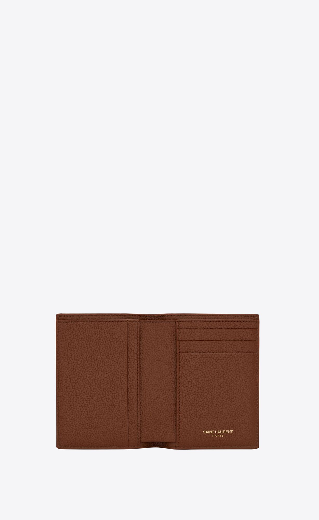 YSL Tiny Cassandre Credit Card Wallet In Grained Leder Braun | 83540-MHWS