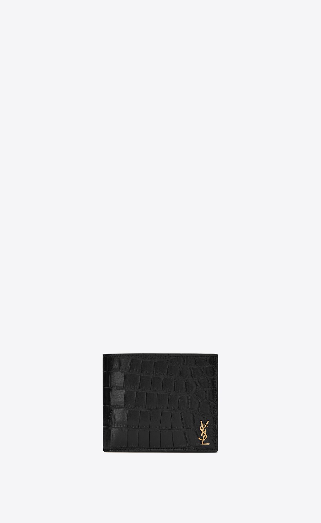 YSL Tiny Cassandre East/West Wallet In Crocodile-embossed Matte Leder Schwarz | 41962-YMSZ