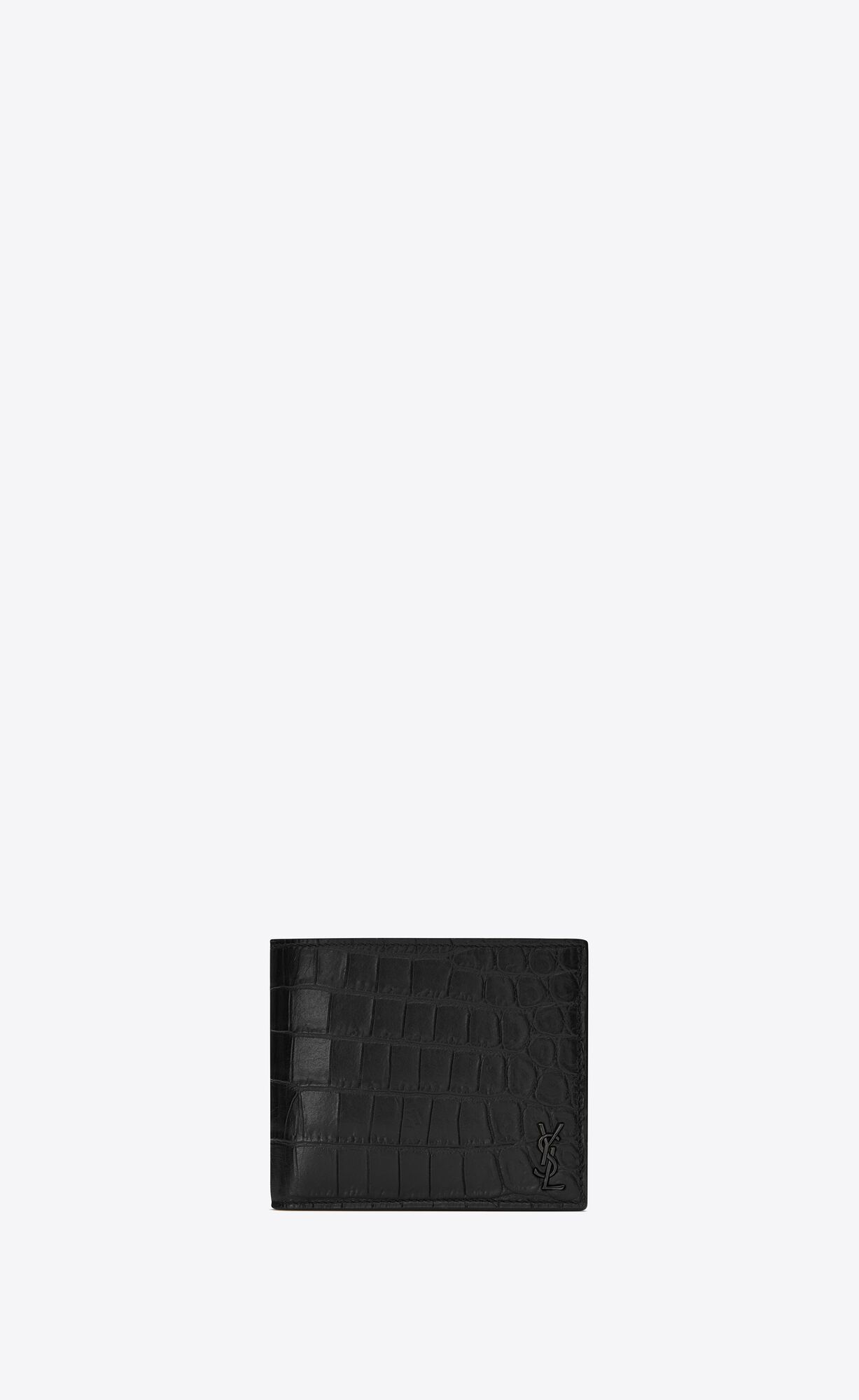 YSL Tiny Cassandre East/West Wallet In Crocodile-embossed Leder Schwarz | 60387-AUYM