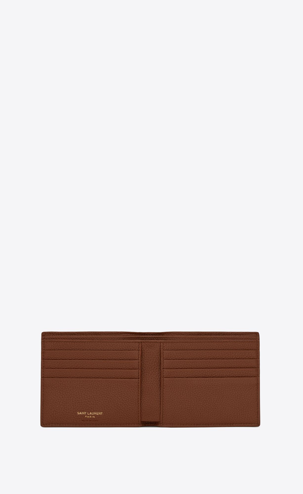 YSL Tiny Cassandre East/West Wallet In Grained Leder Braun | 90573-LYJX